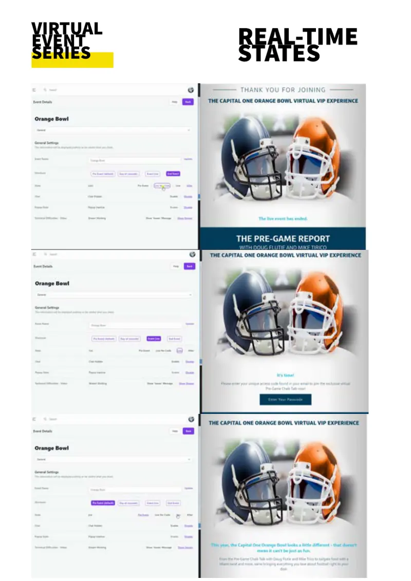 Orange Bowl VIP real-time event states