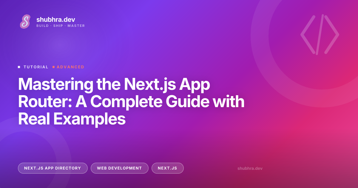 Mastering the Next.js App Router: A Complete Guide with Real Examples